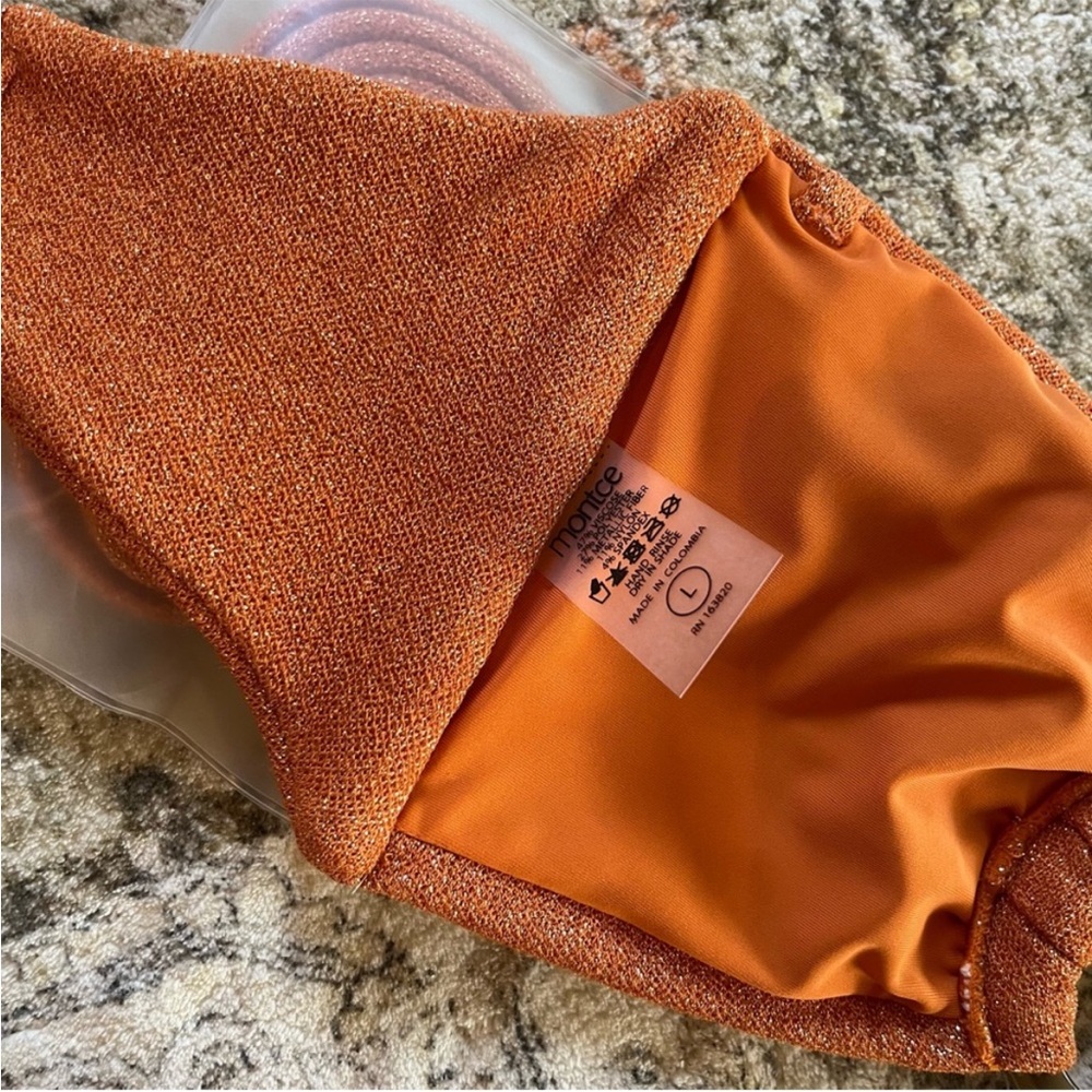 New Montce Swim Bikini Set NWT Terra Sparkle Tori Ties Bandeau Top & Lulu Bottom - Picture 4 of 8